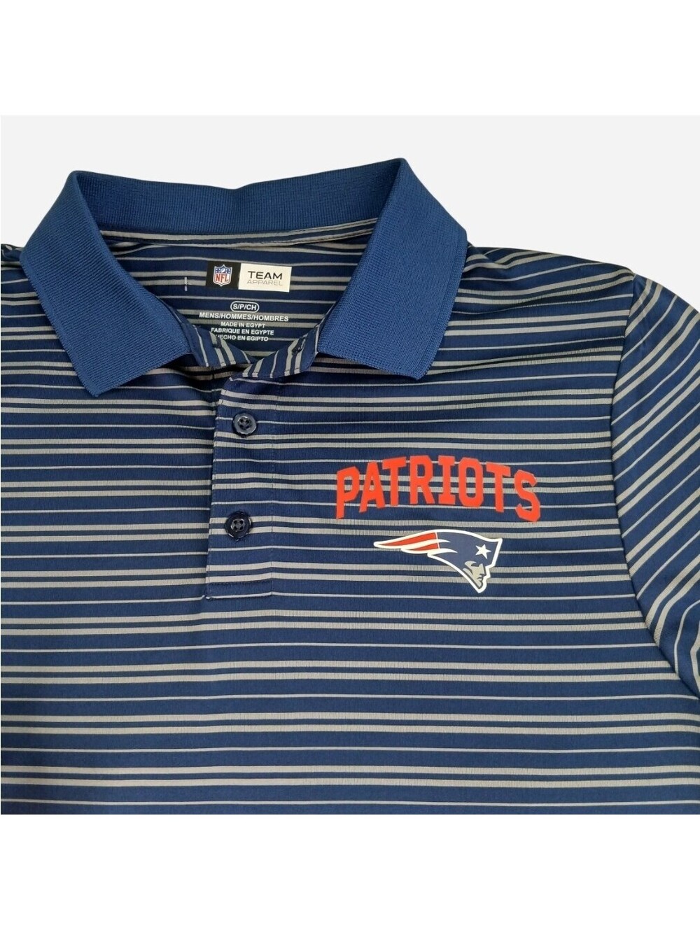New England Patriots Men's Size S Polo Shirt Striped Short Sleeve Golf Tee NFL